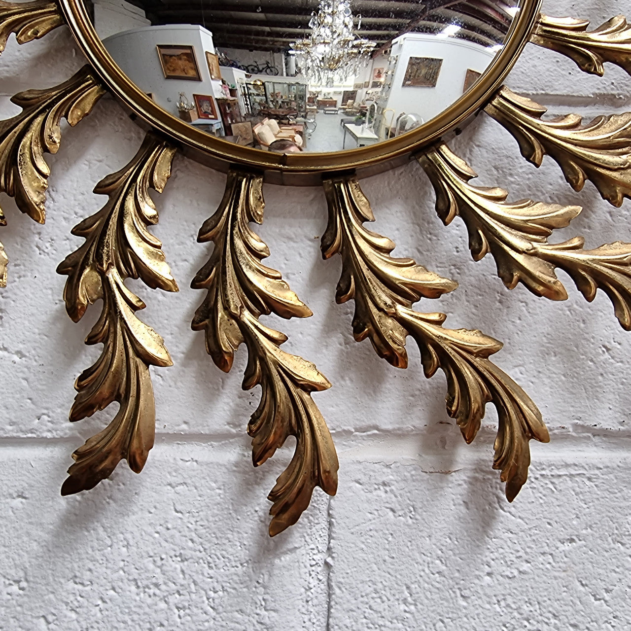 Attractive French Vintage Starburst Convex Mirror