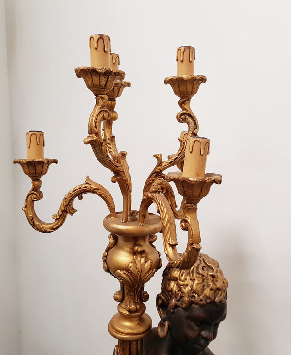 Wooden 19th Century Italian Blackamoor Floor Lamp