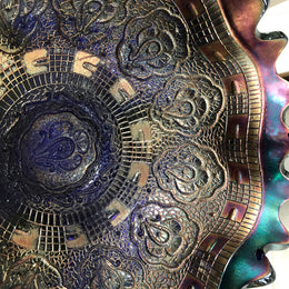 Large Cobalt Carnival Glass Bowl