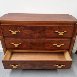 Stylish French Art Deco chest of three drawers. Sourced from France and in good original detailed condition. Circa 1920's.
