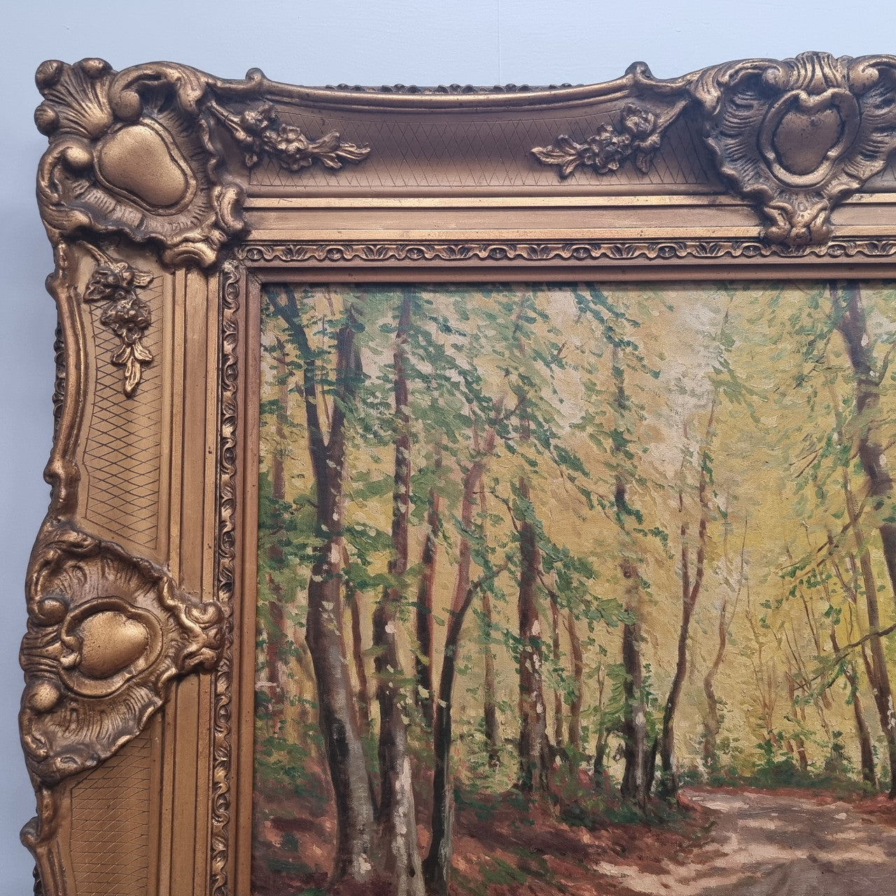 Amazing French signed oil on canvas painting of trees, it is framed in a lovely gilt frame. In good original condition. Please see photos as they form part of the description.