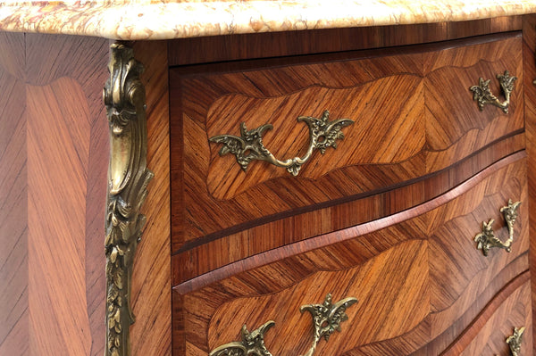 Kingwood Louis XV Inlaid Marble Top Semainier