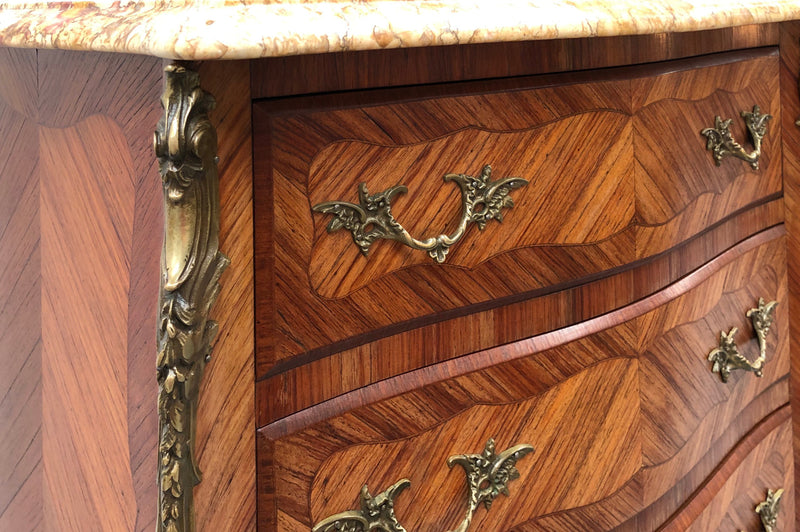 Kingwood Louis XV Inlaid Marble Top Semainier