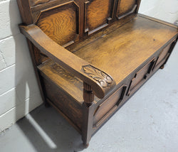 English Oak Tudor Style Hall Seat With Lift Up Top | Antique & Vintage | Moonee Ponds Antiques | Australia Wide Delivery