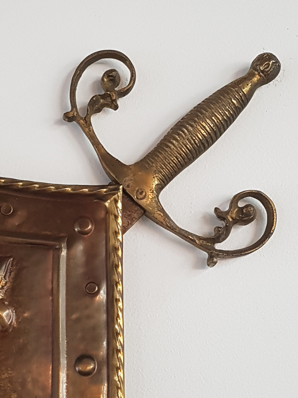 An Antique Embossed Shield with Swords | Antique & Vintage | Moonee Ponds Antiques | Australia Wide Delivery