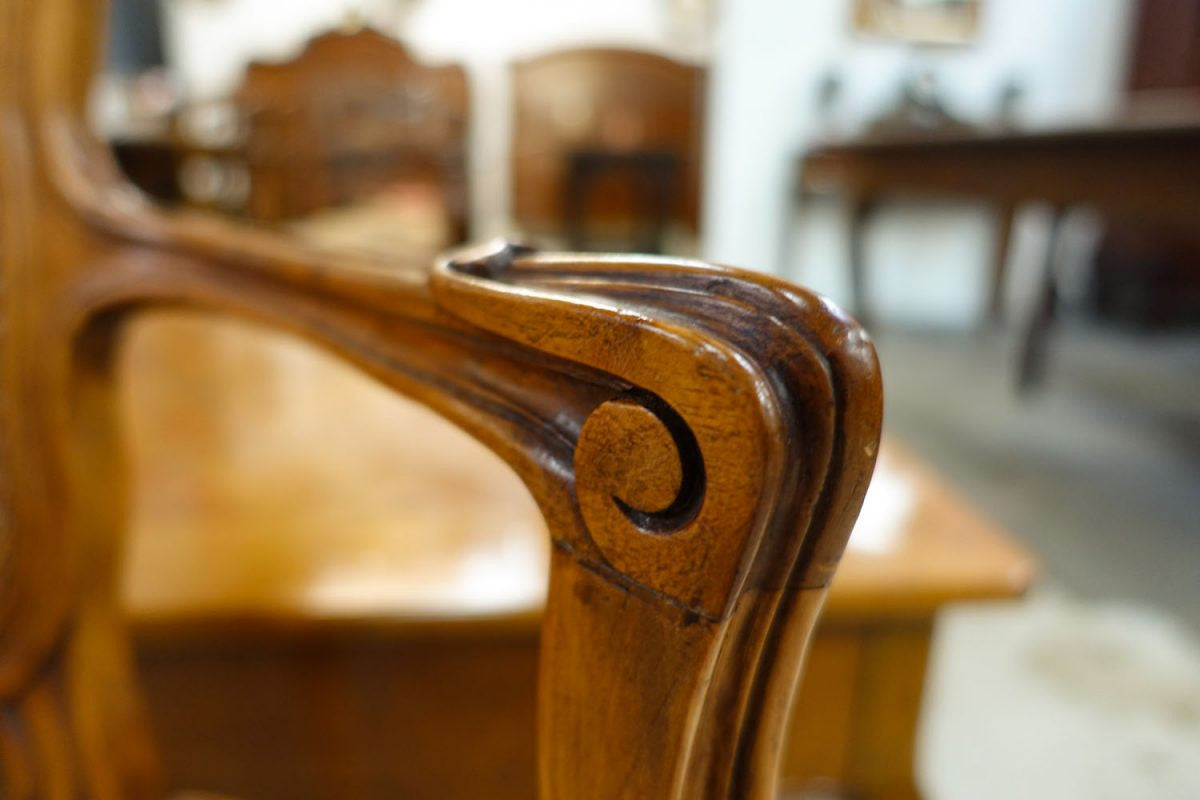 Pair French Louis XV Style Walnut and Cane Fauteuils | Antique & Vintage | Moonee Ponds Antiques | Australia Wide Delivery