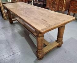 French Oak Stretcher Base Farmhouse Table with Solid Turned Legs | Antique & Vintage | Moonee Ponds Antiques | Australia Wide Delivery