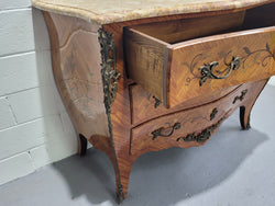 French Three Drawer Marquetry Inlaid Marble Top Commode | Antique & Vintage | Moonee Ponds Antiques | Australia Wide Delivery