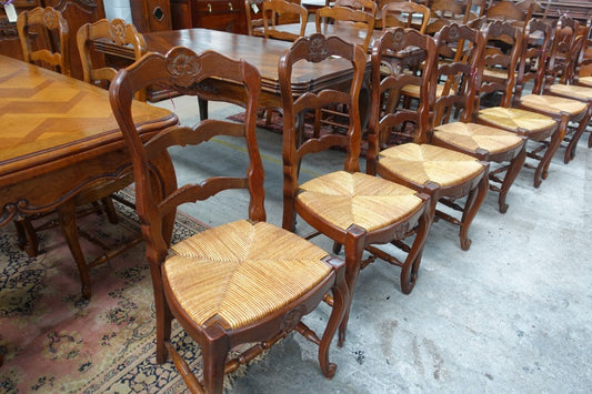Set of 8 French Oak Dining Chairs