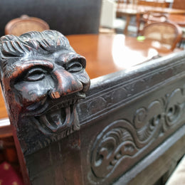Sensational Antique French Oak Gothic Revival Bench Seat