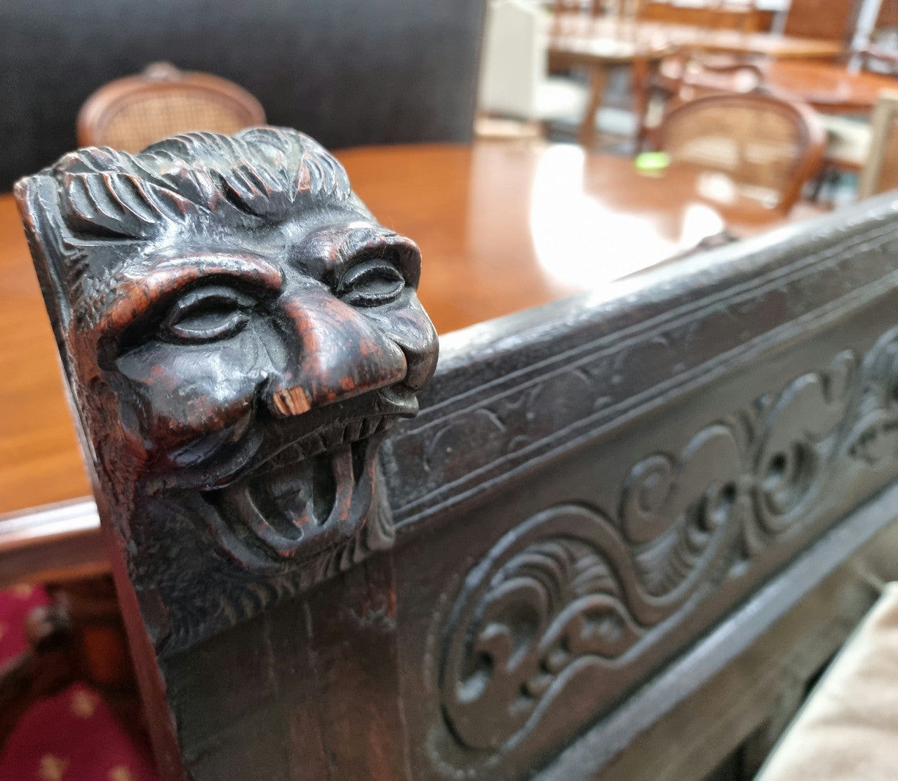 Sensational Antique French Oak Gothic Revival Bench Seat