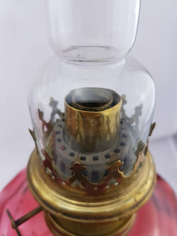 Rare Pair Of Ruby Mary Gregory Glass Kerosene Lamps | Antique & Vintage | Moonee Ponds Antiques | Australia Wide Delivery