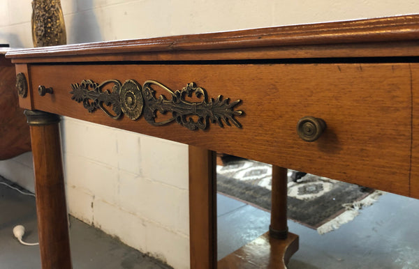 Art Deco Empire Style Console/Desk. It has a mirror underneath and a dawer. It could be used as a console table or as a small desk. In good restored condition.