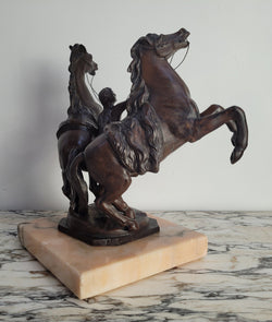 French Art Deco Cold Painted Bronze Metal Marley Horses Statue | Antique & Vintage | Moonee Ponds Antiques | Australia Wide Delivery