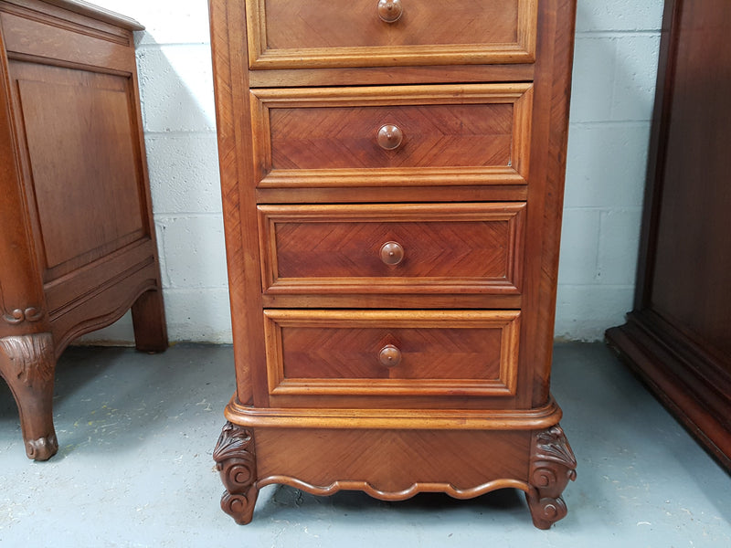 19th Century Louis XV Style French Walnut Drawers With Inset Marble Top