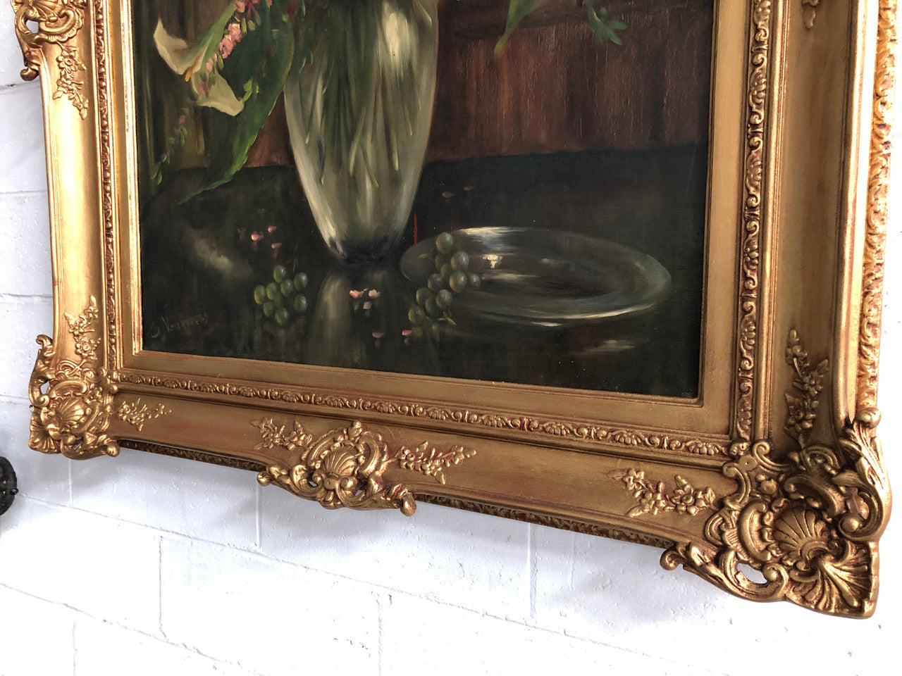 Beautiful Ornate Gilt Framed Signed French Oil On Canvas "Lillies In Vase" | Antique & Vintage | Moonee Ponds Antiques | Australia Wide Delivery