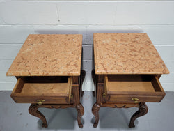 French Oak Louis 15th Style Marble Top Bedside Cabinets | Antique & Vintage | Moonee Ponds Antiques | Australia Wide Delivery