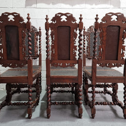 Stunning Set of Six Jacobean Revival Chairs