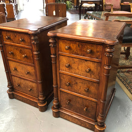 Lovely Pair Of Victorian Burr Walnut Bedside Cabinets