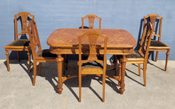 French Oak Small Dining Table & Six Chairs | Antique & Vintage | Moonee Ponds Antiques | Australia Wide Delivery
