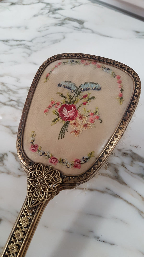 Vintage Embroidered Hair Brush