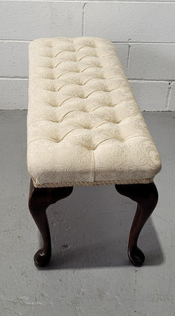 Vintage Neutral Upholstered Buttoned Stool | Antique & Vintage | Moonee Ponds Antiques | Australia Wide Delivery