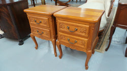 Beautiful Pair of Louis XV Style Light Oak Bedside | Antique & Vintage | Moonee Ponds Antiques | Australia Wide Delivery