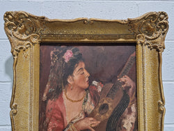 French Signed "The Serenade" Oil On Canvas Painting | Antique & Vintage | Moonee Ponds Antiques | Australia Wide Delivery