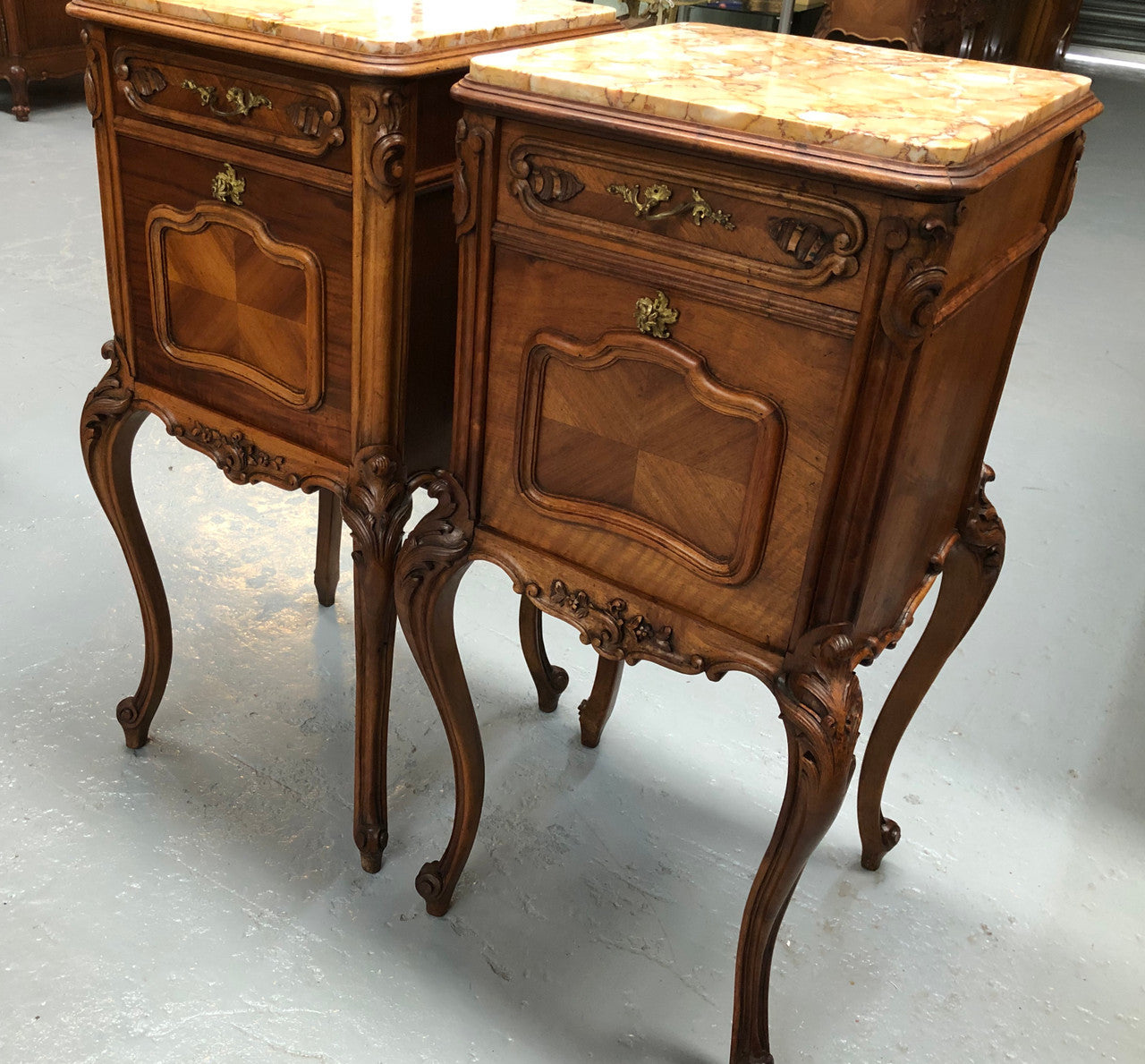 Beautiful Pair Of French Carved Bedside Cabinets | Antique & Vintage | Moonee Ponds Antiques | Australia Wide Delivery