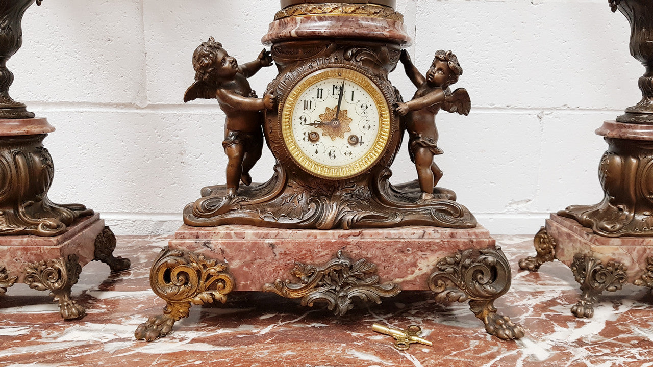 Three Piece French Garniture Clock Set | Antique & Vintage | Moonee Ponds Antiques | Australia Wide Delivery