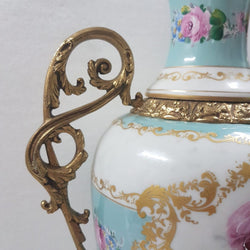 French White and Turquoise Ace Decor De Paris Porcelain Vase | Antique & Vintage | Moonee Ponds Antiques | Australia Wide Delivery