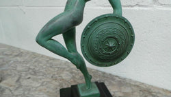 French Art Deco Sculpture Of Nude With Trumpet By Guerbe | Antique & Vintage | Moonee Ponds Antiques | Australia Wide Delivery
