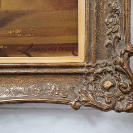 French signed oil on canvas depicting sunflowers in an attractive gilt frame. It is in good original detailed condition and has been sourced from France.