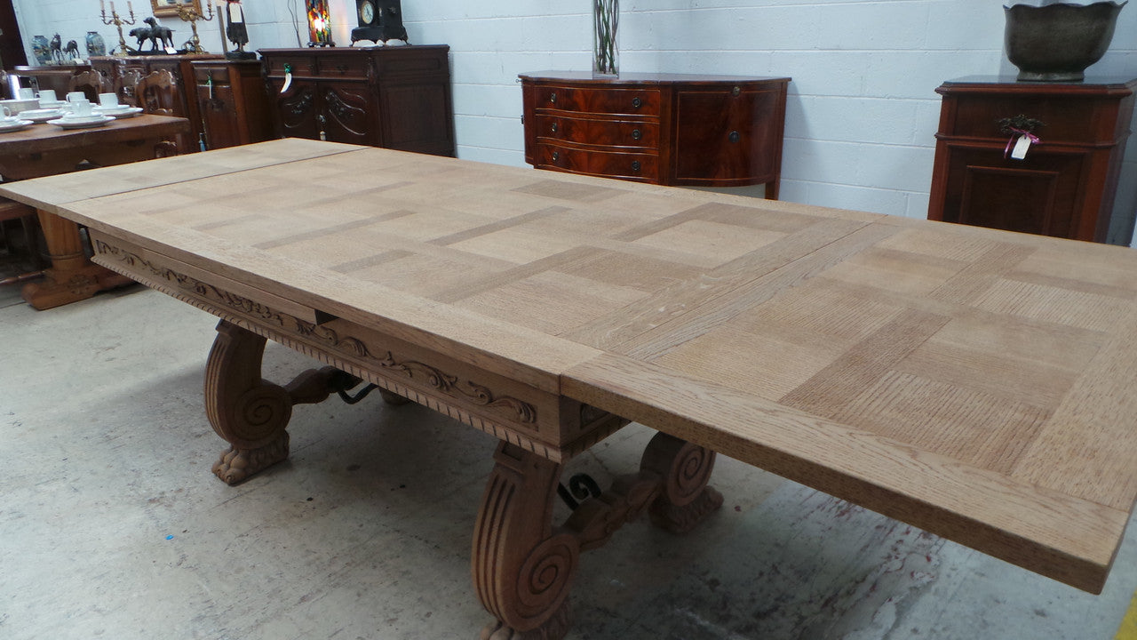 Antique French Oak Spanish Style Parquetry Top Extension Table | Antique & Vintage | Moonee Ponds Antiques | Australia Wide Delivery