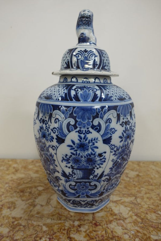 Antique Delftware Lidded Vase