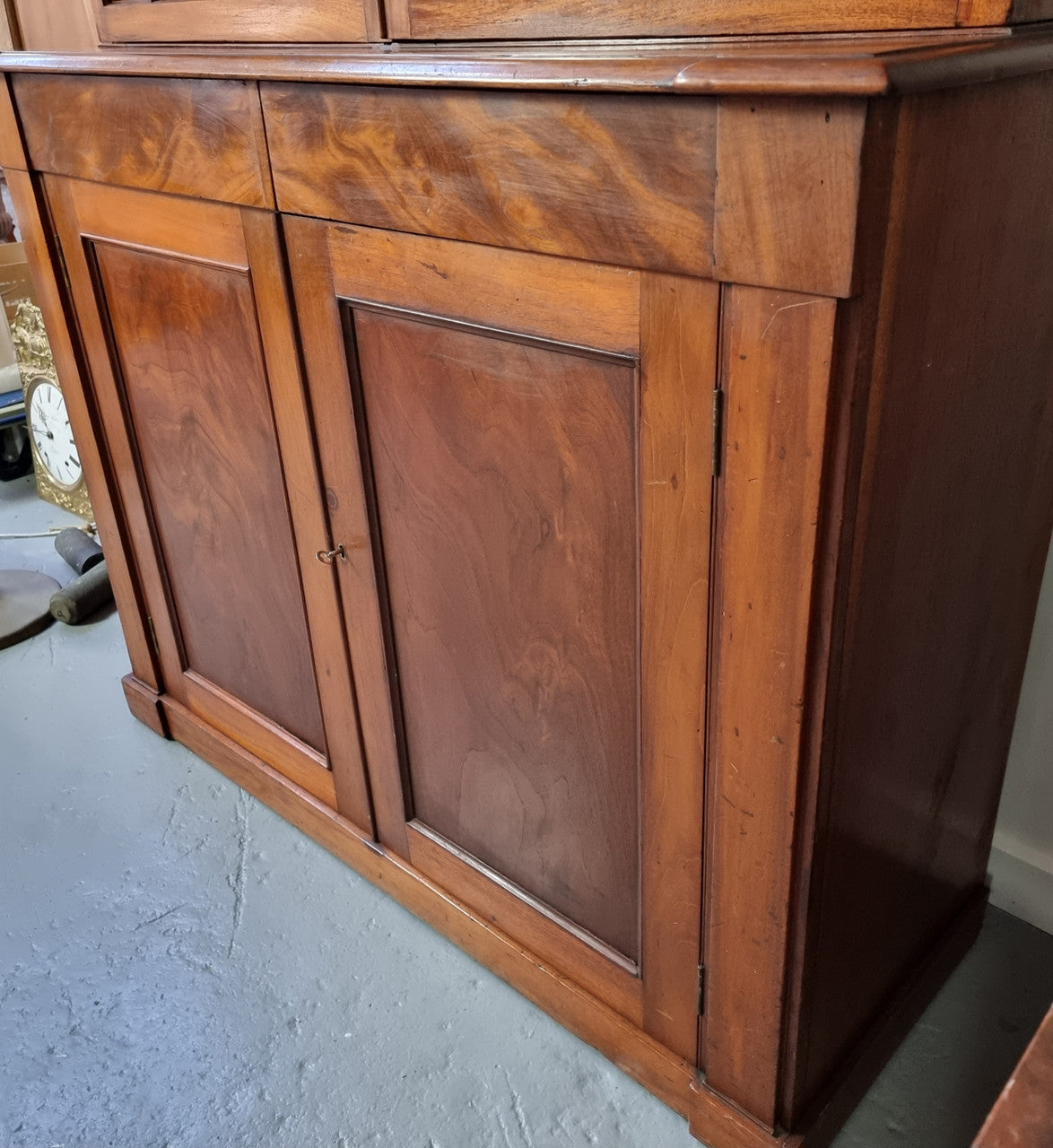 Rare early Australian colonial full Cedar bookcase. Plenty of storage underneath and glass top doors open up too three fully adjustable shelves. In good restored condition.