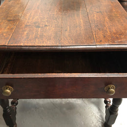 Antique French Oak side table with drawer, it has a beautiful "Mellow Patina". In good original detailed condition.