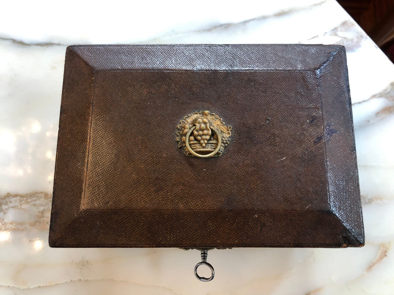 Antique Leather Lockable Trinket Box | Antique & Vintage | Moonee Ponds Antiques | Australia Wide Delivery