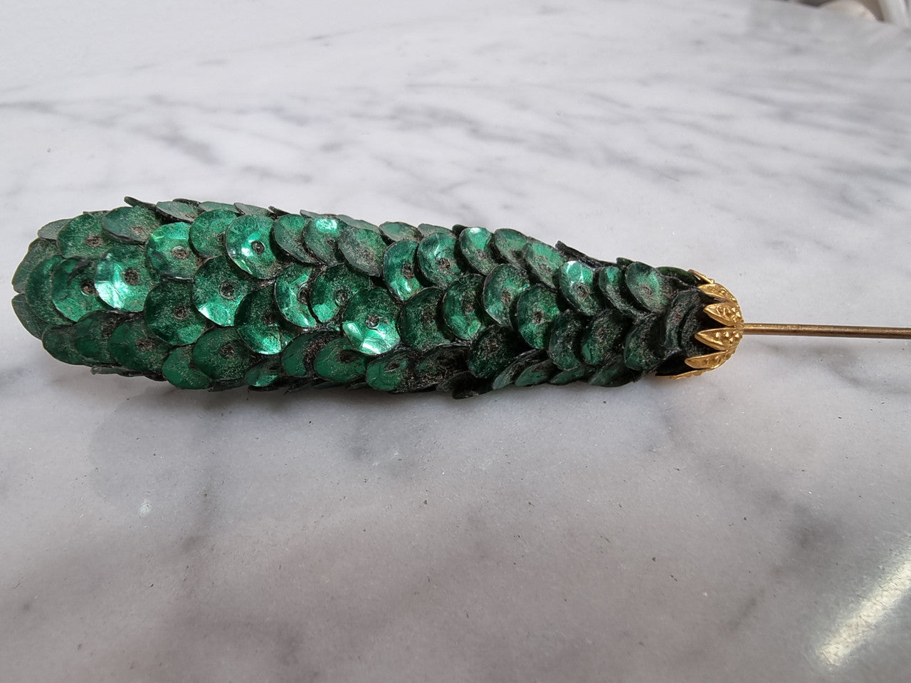 Art Deco Green Hat Pin