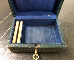 Victorian Green Leather Embossed Box | Antique & Vintage | Moonee Ponds Antiques | Australia Wide Delivery