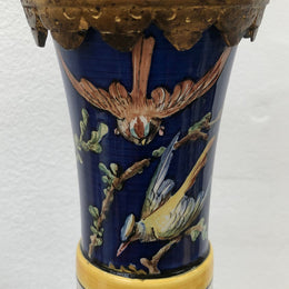 Rare pair of French Majolica Lamps