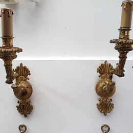 A Pair Antique French – Parisienne Empire Style Gilt Bronze Wall Lights