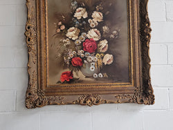 Attractive French Floral Oil On Canvas In Decorative Gilt Frame | Antique & Vintage | Moonee Ponds Antiques | Australia Wide Delivery