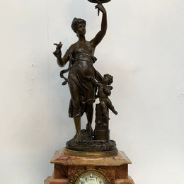 Rare "Adolphe Mougin", Figural Clock ‘La Terre‘ with World Globe