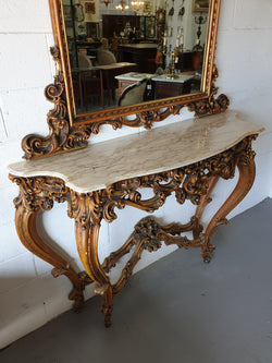 Louis XV Style Gilt Timber & Alabaster Top Console & Mirror | Antique & Vintage | Moonee Ponds Antiques | Australia Wide Delivery