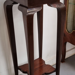 Vintage square two tier Blackwood pedestal/ plant stand. It is in good original detailed condition.