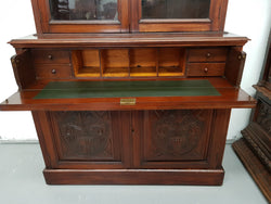 Walnut Edwardian Bookcase With Pull Out Secretaire | Antique & Vintage | Moonee Ponds Antiques | Australia Wide Delivery