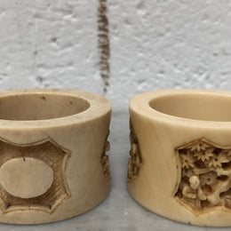 Pair of Antique carved Ivory serviette rings. In good original condition.