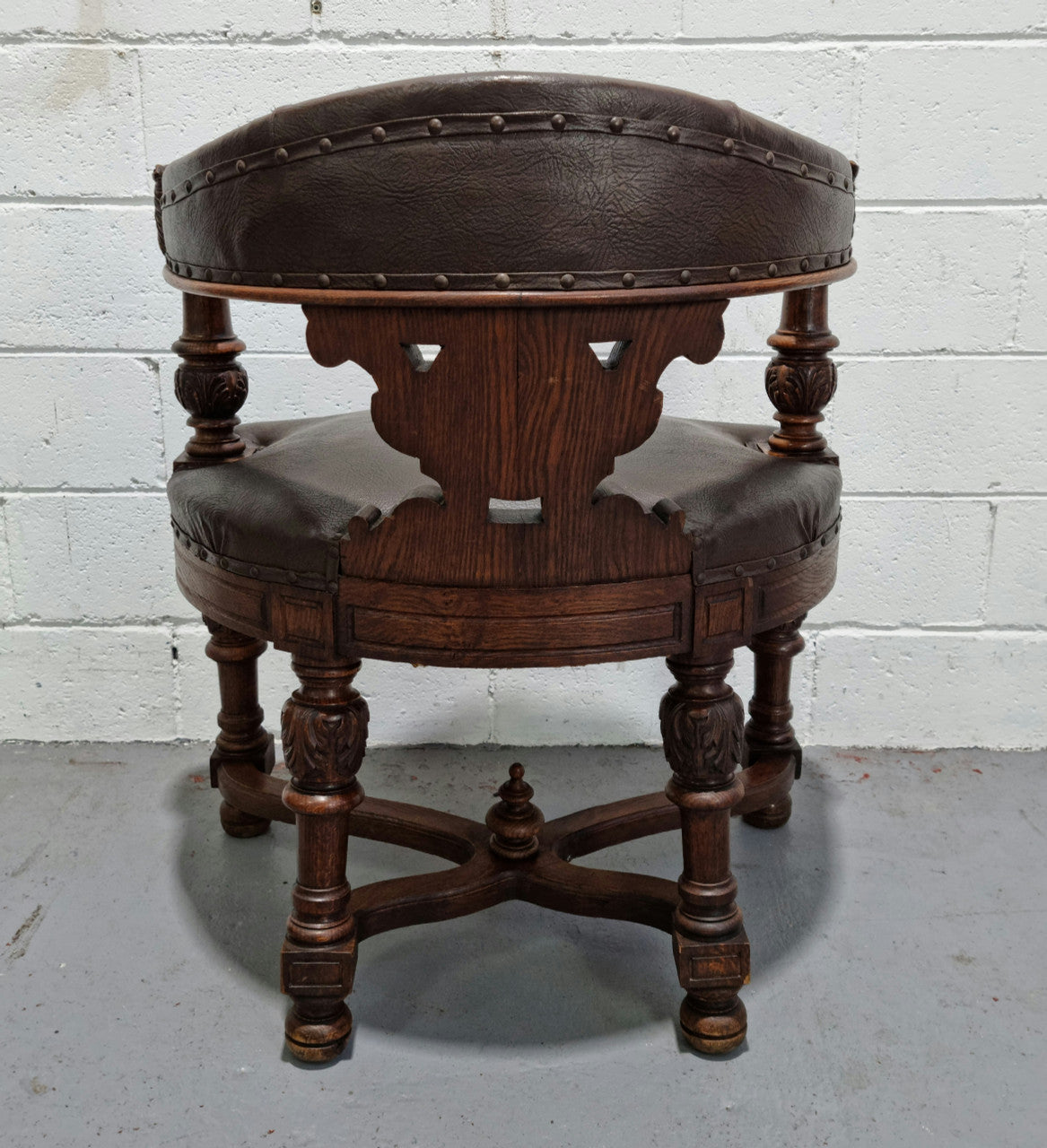 Henry 2nd Style French Oak Leather Library Chair | Antique & Vintage | Moonee Ponds Antiques | Australia Wide Delivery
