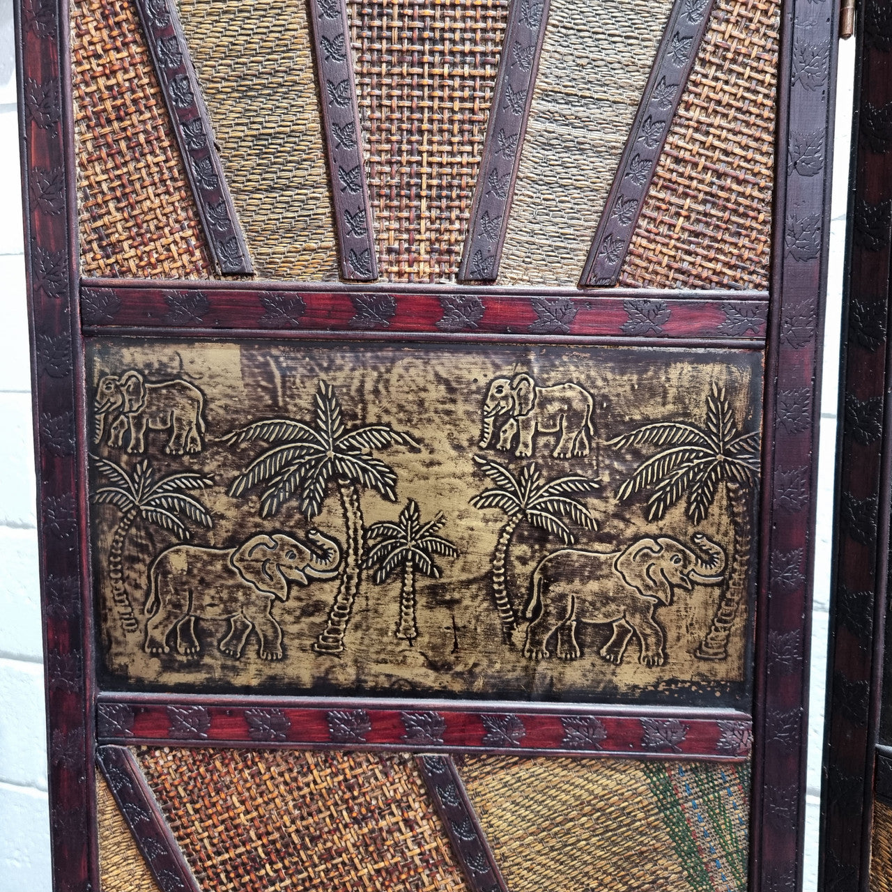 Vintage Three Panel Room Divider With Elephants | Antique & Vintage | Moonee Ponds Antiques | Australia Wide Delivery